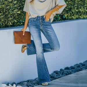 Vintage High-Waisted Jeans With Flared Legs From The 70s